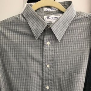 Vintage Burberry Gray Striped Dress Shirt